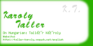 karoly taller business card